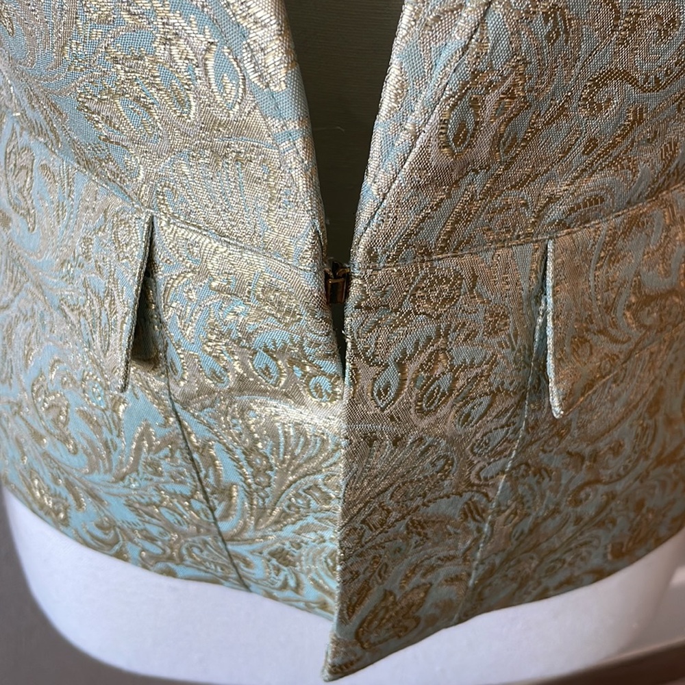 Tory Burch Gold/Mint Metallic Blazer Size 6 - Picture 5 of 13